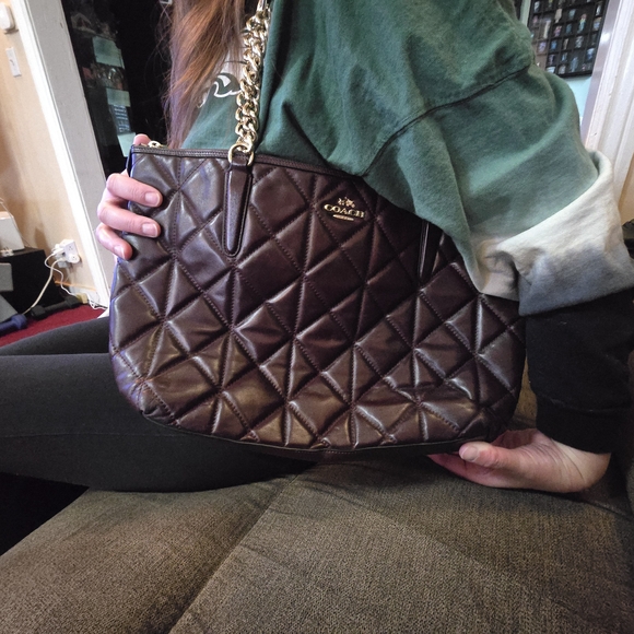 Coach Handbags - Coach Quilted Brown Shoulder Bag